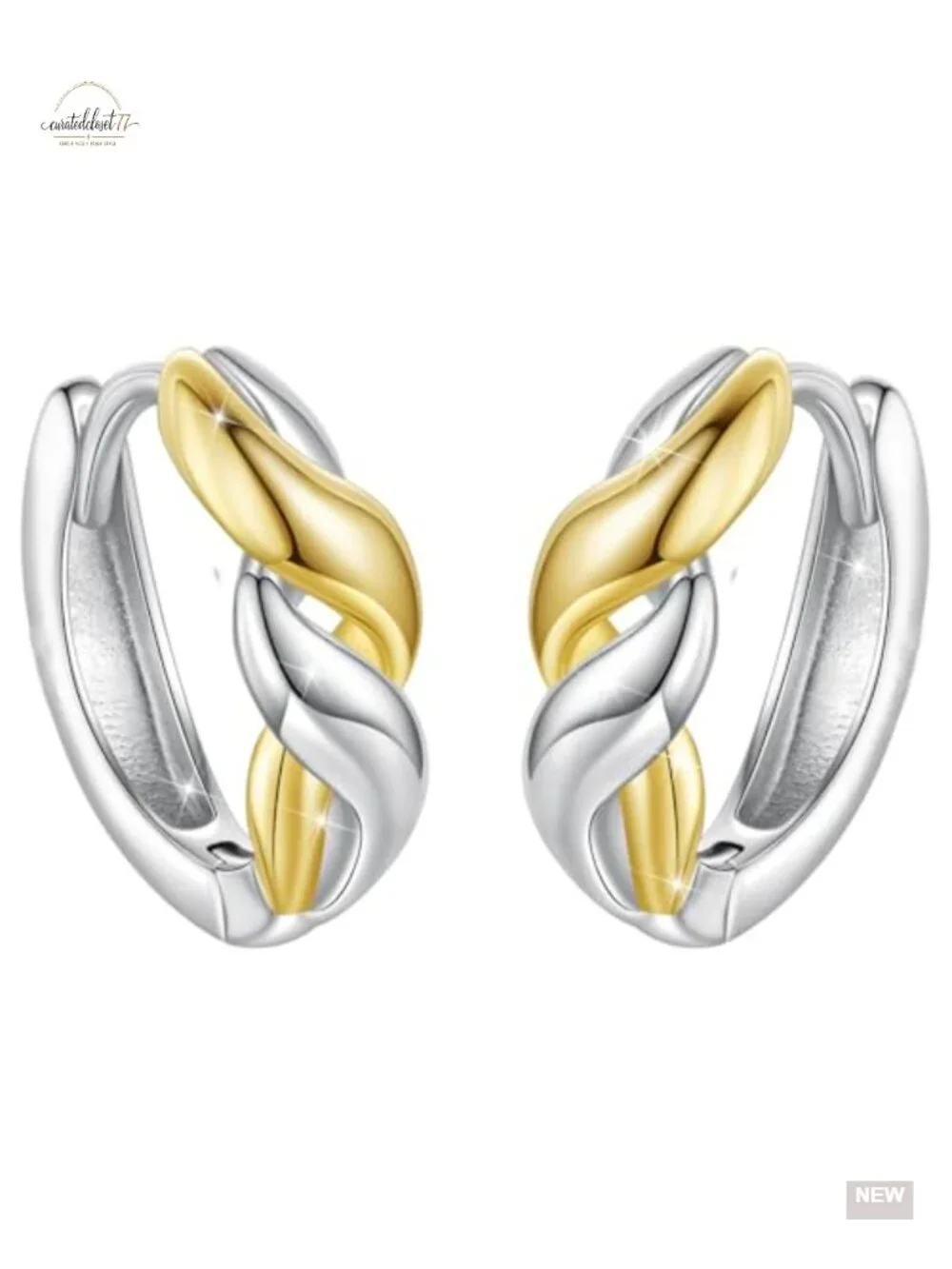 Two Tone Hoop Earrings Infinite Love Symbol Heart Infinity Cross Small Huggie